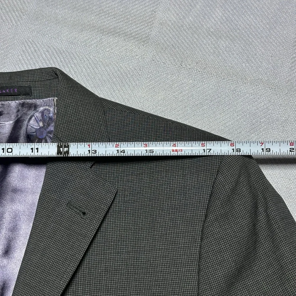 Ted‎ Baker Endurance Dark Gray Wool Surgeon Cuffs Blazer Jacket Men's Size 40L